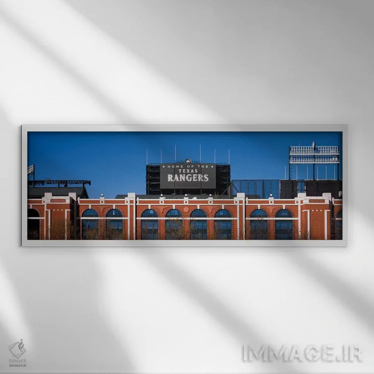 تابلو دکوراتیو "خانه تیم تگزاس رنجرز، استادیوم گلوب لایف پارک در آرلین… اثر پانورامیک ایمجز - نمای قابدار سفید