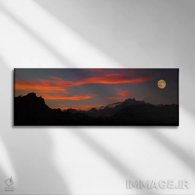 تابلو دکوراتیو "ماه سوپر در حال بالا آمدن، پارک ملی بدلندز، داکوتای جن… اثر پانورامیک ایمجز - نمای روبهرو روی دیوار