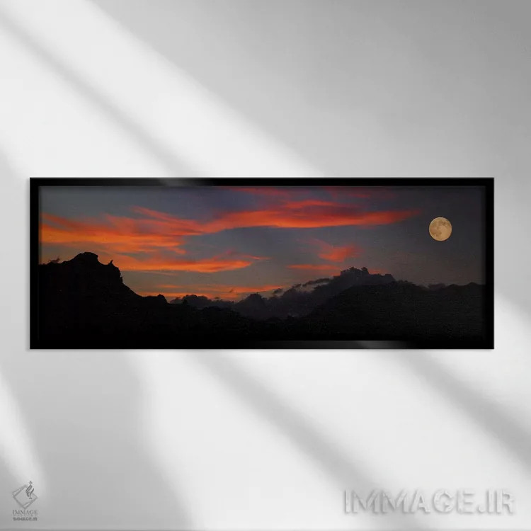 تابلو دکوراتیو "ماه سوپر در حال بالا آمدن، پارک ملی بدلندز، داکوتای جن… اثر پانورامیک ایمجز - نمای قابدار مشکی