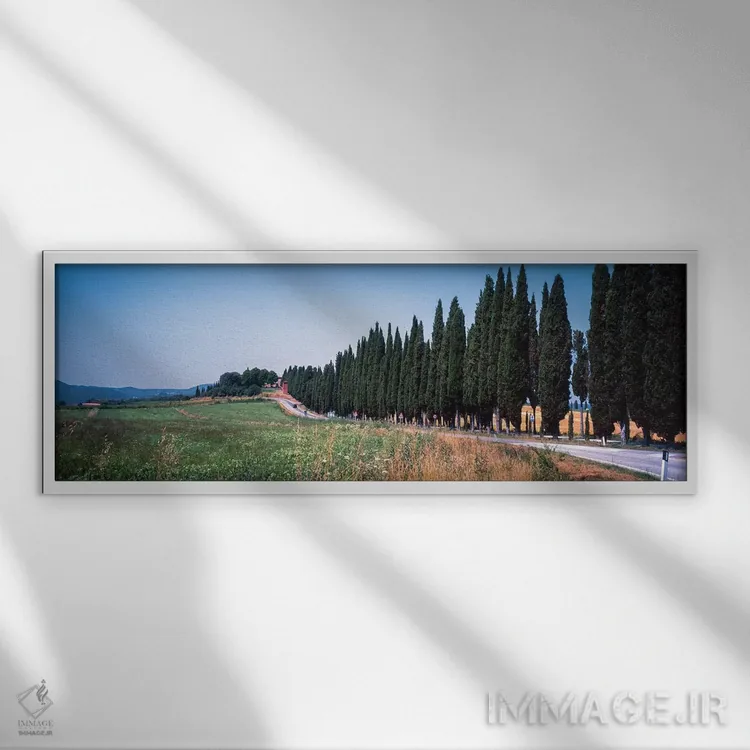 تابلو دکوراتیو "منظره روستایی اول، توریتا دی سی نا، استان سی نا، منطقه… اثر پانورامیک ایمجز - نمای قابدار سفید