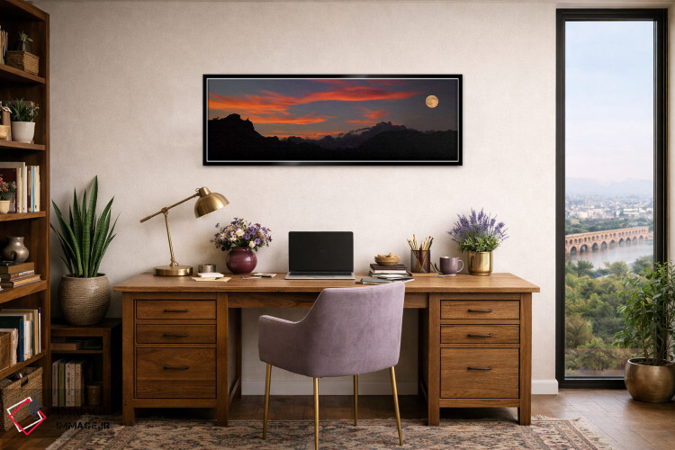 تابلو دکوراتیو "ماه سوپر در حال بالا آمدن، پارک ملی بدلندز، داکوتای جن… اثر پانورامیک ایمجز - D2B