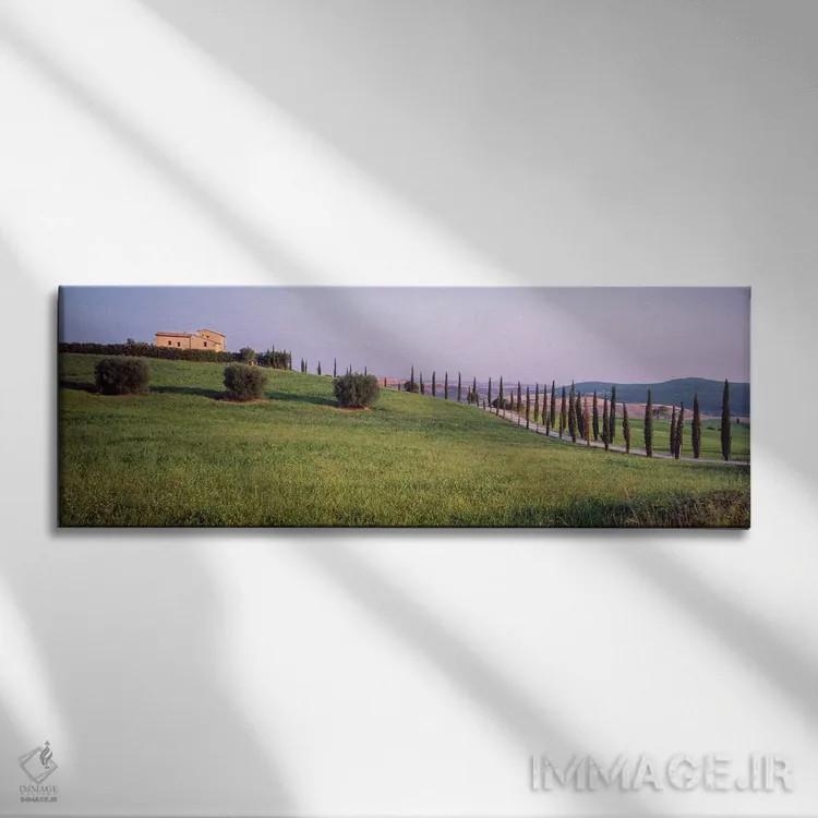 تابلو دکوراتیو "منظره روستایی، پیئنزا، استان سی نا، منطقه توسکانی، ایت… اثر پانورامیک ایمجز - نمای روبهرو روی دیوار