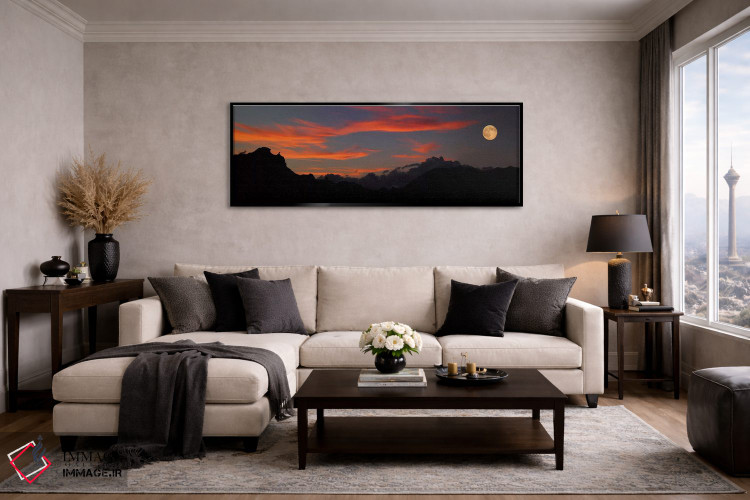 تابلو دکوراتیو "ماه سوپر در حال بالا آمدن، پارک ملی بدلندز، داکوتای جن… اثر پانورامیک ایمجز - D5B