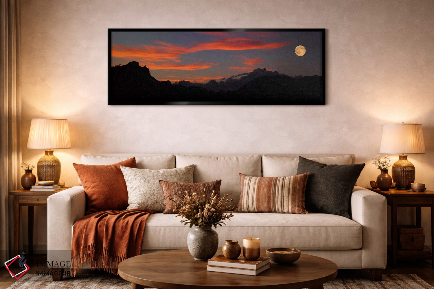 تابلو دکوراتیو "ماه سوپر در حال بالا آمدن، پارک ملی بدلندز، داکوتای جن… اثر پانورامیک ایمجز - D6B