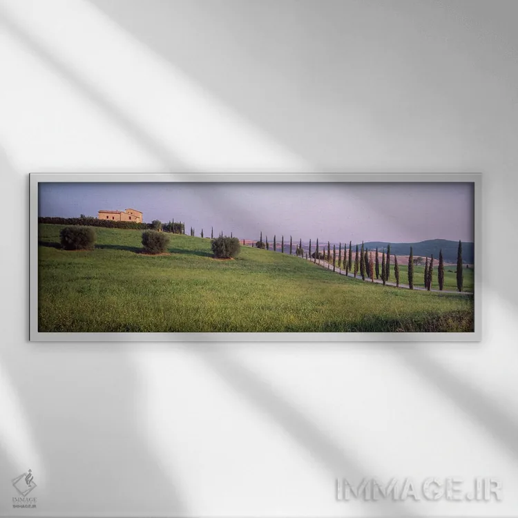 تابلو دکوراتیو "منظره روستایی، پیئنزا، استان سی نا، منطقه توسکانی، ایت… اثر پانورامیک ایمجز - نمای قابدار سفید
