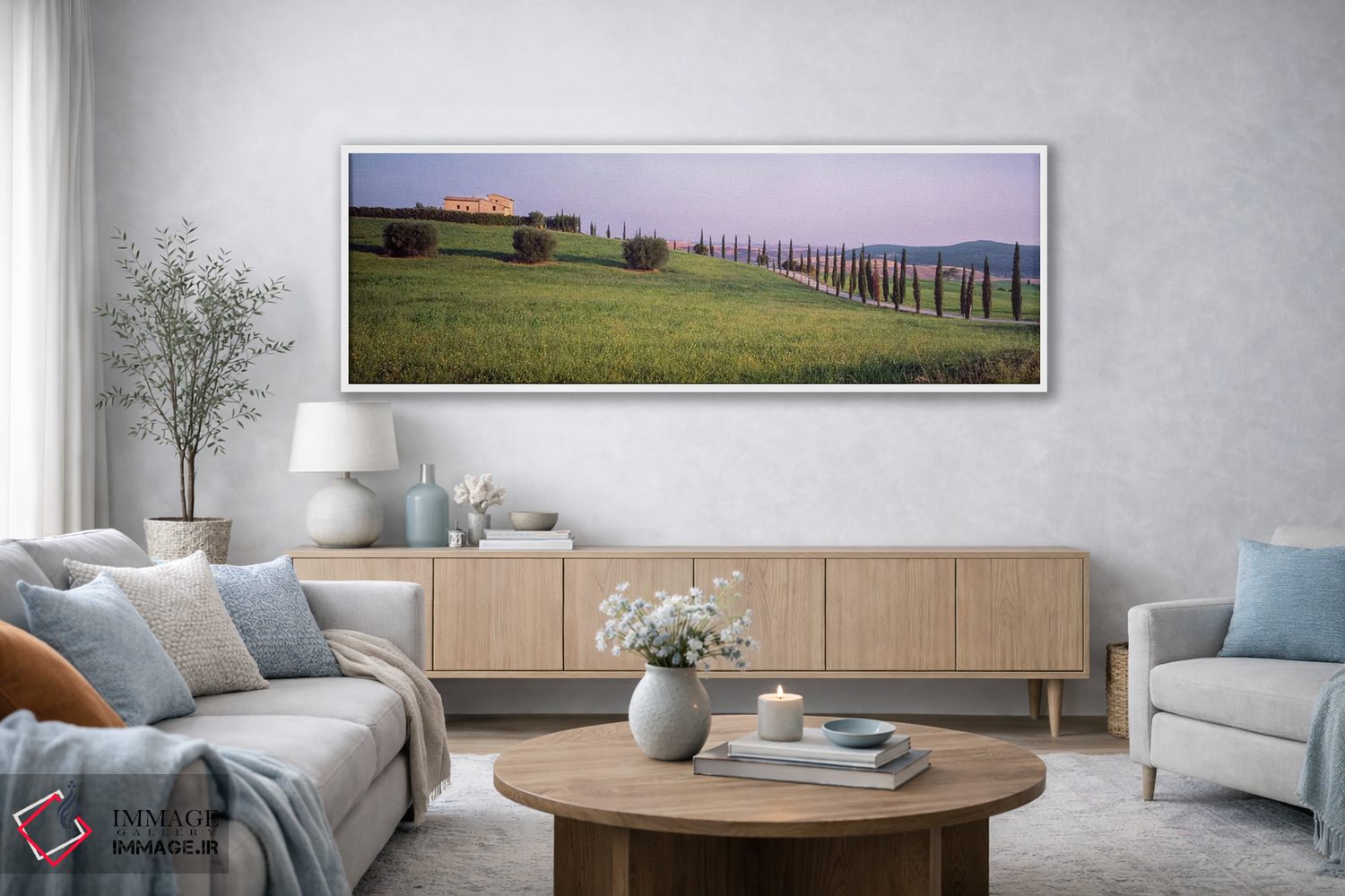 تابلو دکوراتیو "منظره روستایی، پیئنزا، استان سی نا، منطقه توسکانی، ایت… اثر پانورامیک ایمجز - D4W