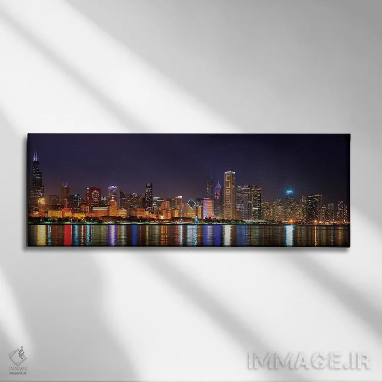 تابلو دکوراتیو روشنایی پراید شیکاگو کابز در سراسر نمای آسمان خراش مرکز… اثر پانورامیک ایمجز - نمای روبهرو روی دیوار