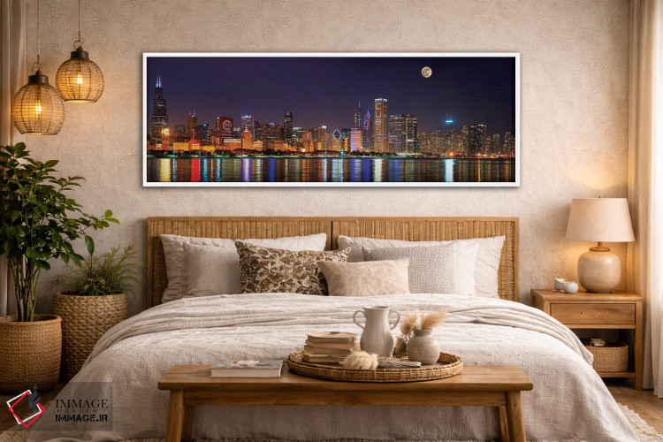 تابلو دکوراتیو روشنایی پراید شیکاگو کابز در سراسر نمای آسمان خراش مرکز… اثر پانورامیک ایمجز - D5W