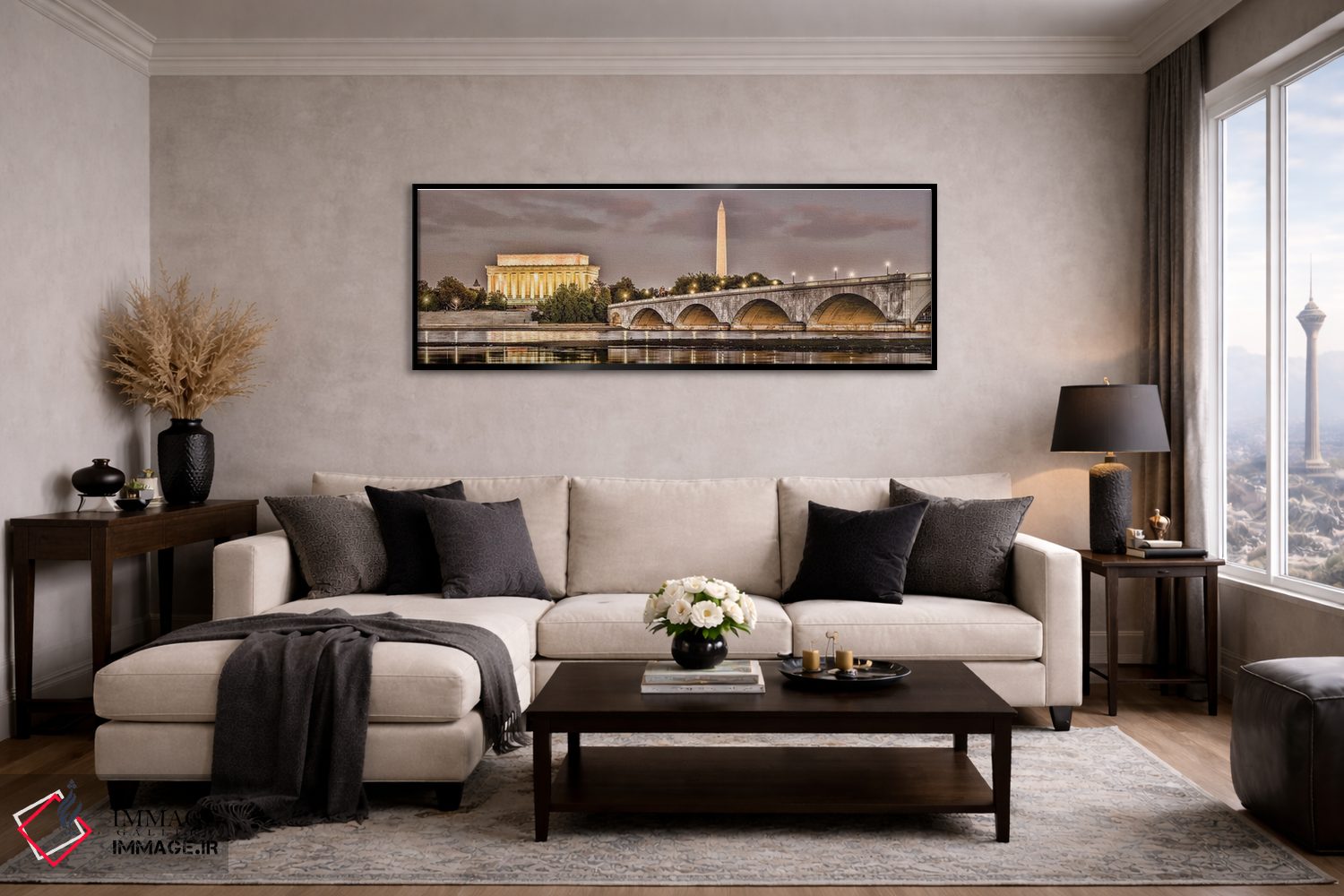 تابلو دکوراتیو پل یادبود آرلینگتون با آثار تاریخی در پس زمینه، واشنگتن… اثر پانورامیک ایمجز - D4B