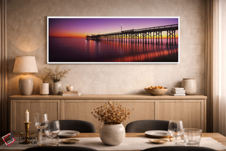 تابلو دکوراتیو اسکله بالبوآ در غروب، ساحل نیوپورت، شهرستان اورنج، کالی… اثر پانورامیک ایمجز - D1W