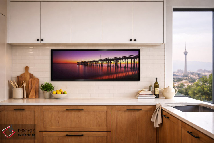 تابلو دکوراتیو اسکله بالبوآ در غروب، ساحل نیوپورت، شهرستان اورنج، کالی… اثر پانورامیک ایمجز - D6B