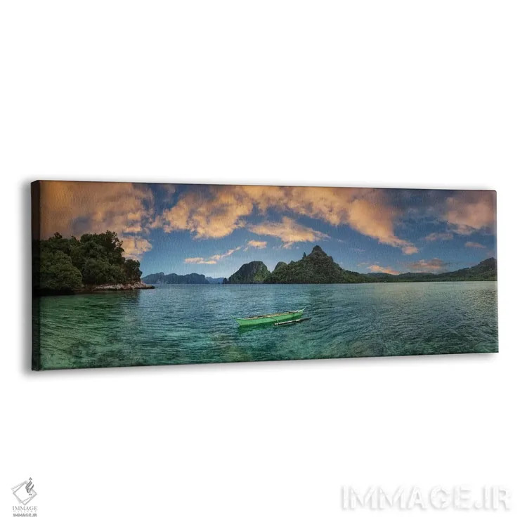 تابلو دکوراتیو قایق در لاگون با کوه در پس زمینه، ال نیدو، پالاوان، فیل… اثر پانورامیک ایمجز - نمای پرسپکتیو محصول