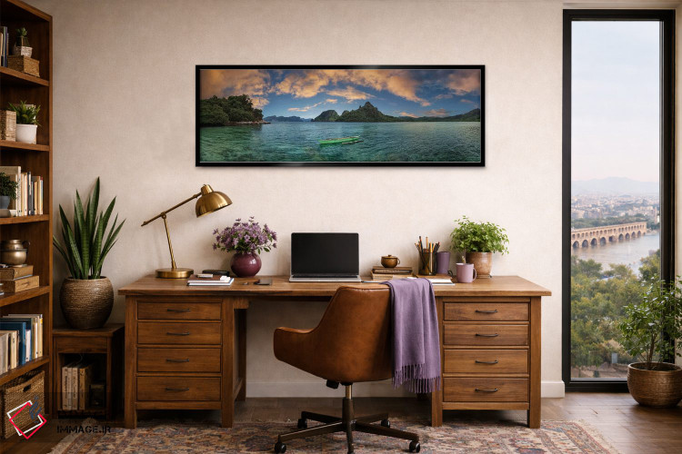 تابلو دکوراتیو قایق در لاگون با کوه در پس زمینه، ال نیدو، پالاوان، فیل… اثر پانورامیک ایمجز - D2B