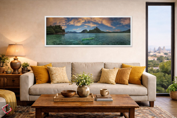 تابلو دکوراتیو قایق در لاگون با کوه در پس زمینه، ال نیدو، پالاوان، فیل… اثر پانورامیک ایمجز - D4W