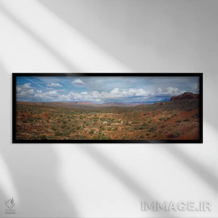 تابلو دکوراتیو Arches National Park, Utah, USA,بوته ها در بیابان، پارک… اثر پانورامیک ایمجز - نمای قابدار مشکی