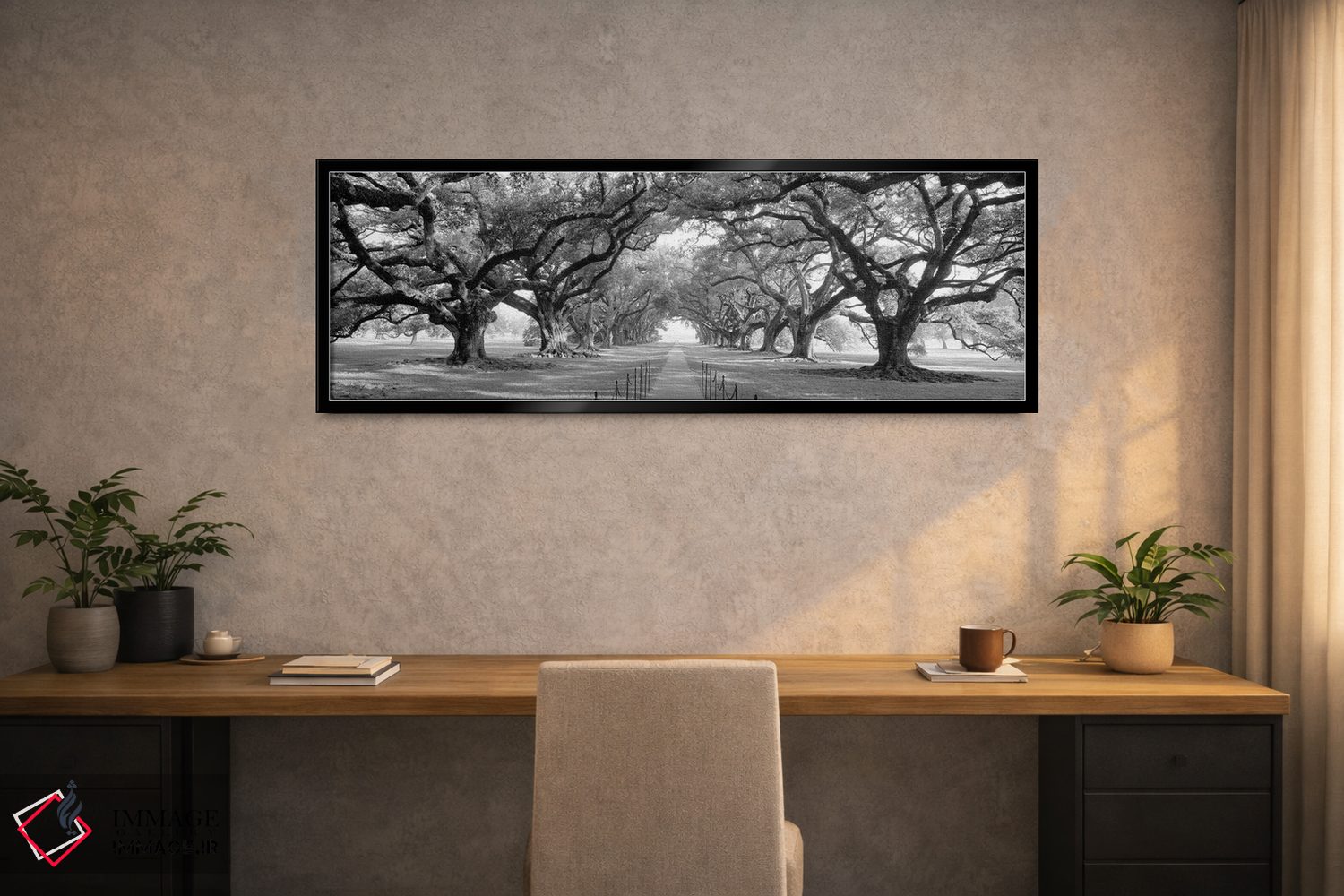 تابلو دکوراتیو مسیر آجری از میان کوچه ای پر از درختان بلوط، لوئیزیانا… اثر پانورامیک ایمجز - D2B