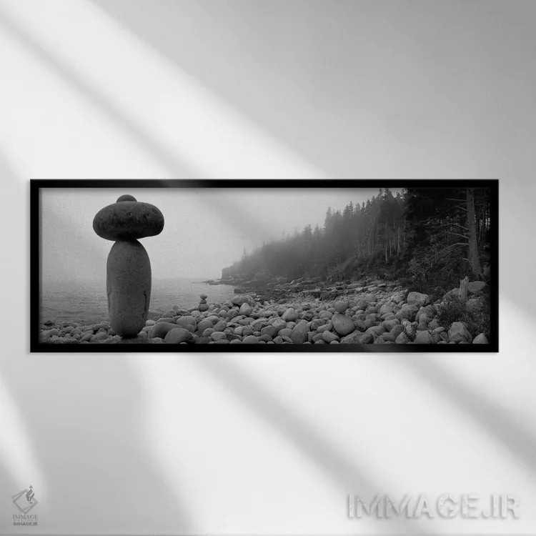 تابلو دکوراتیو Acadia National Park, Maine, USA ,توده سنگ روی ساحل سنگ… اثر پانورامیک ایمجز - نمای قابدار مشکی