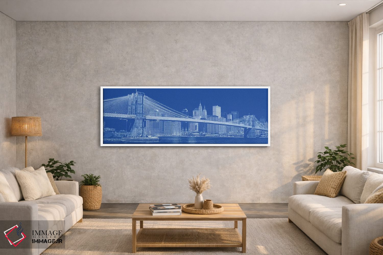 تابلو دکوراتیو New York City, USA II,پل بروکلین بر فراز رودخانه ایست… اثر پانورامیک ایمجز - D3W
