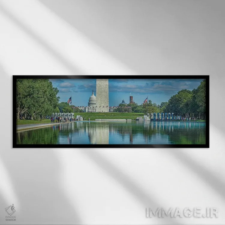 تابلو دکوراتیو Washington D.C., USA,ساختمان کنگره با بنای واشنگتن و یا… اثر پانورامیک ایمجز - نمای قابدار مشکی
