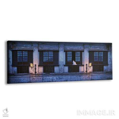 تابلو دکوراتیو "گربه ای که بر روی لبه پنجره ساختمان نشسته، ویگان، ایلو… اثر پانورامیک ایمجز - نمای پرسپکتیو محصول