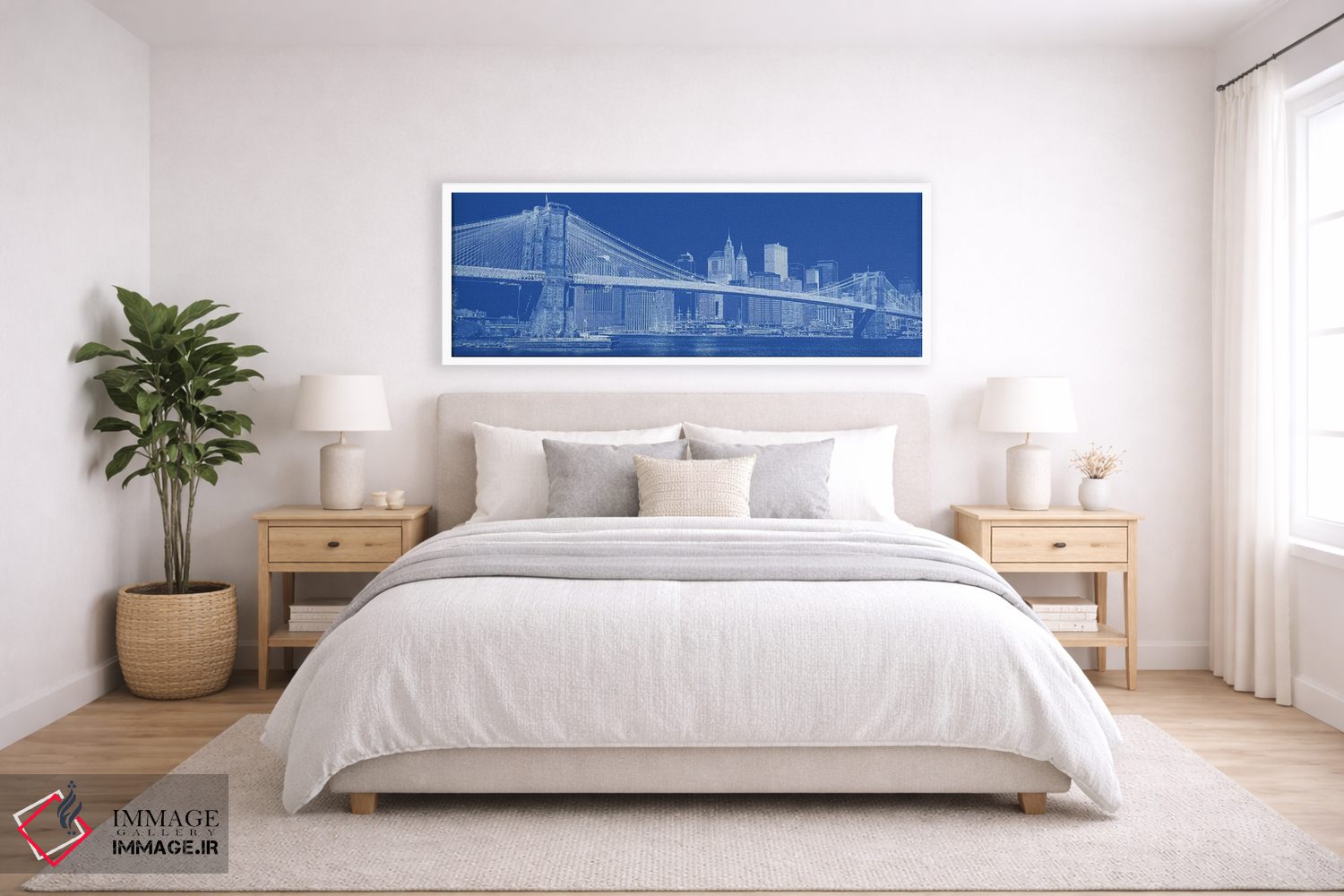 تابلو دکوراتیو New York City, USA II,پل بروکلین بر فراز رودخانه ایست… اثر پانورامیک ایمجز - D5W