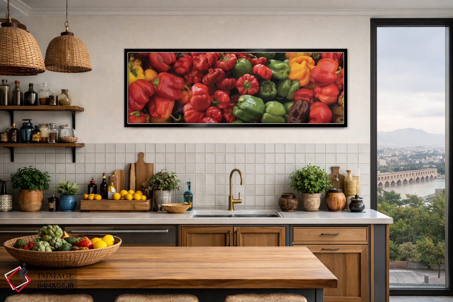 تابلو دکوراتیو "نمای نزدیک فلفل های مختلف برای فروش در بازار I" اثر پانورامیک ایمجز - D3B