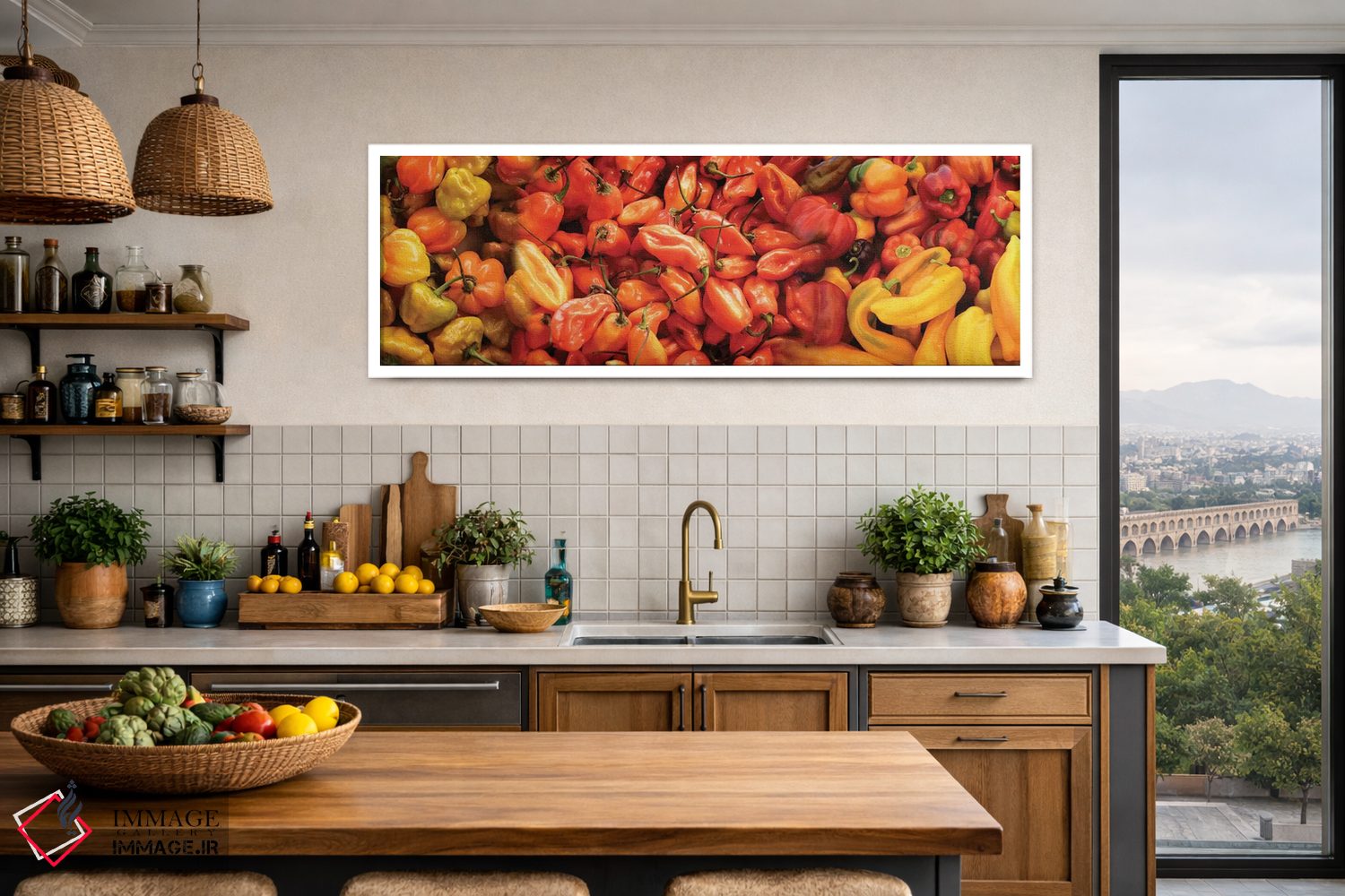 تابلو دکوراتیو "نمای نزدیک فلفل های مختلف برای فروش در بازار II" اثر پانورامیک ایمجز - D3W