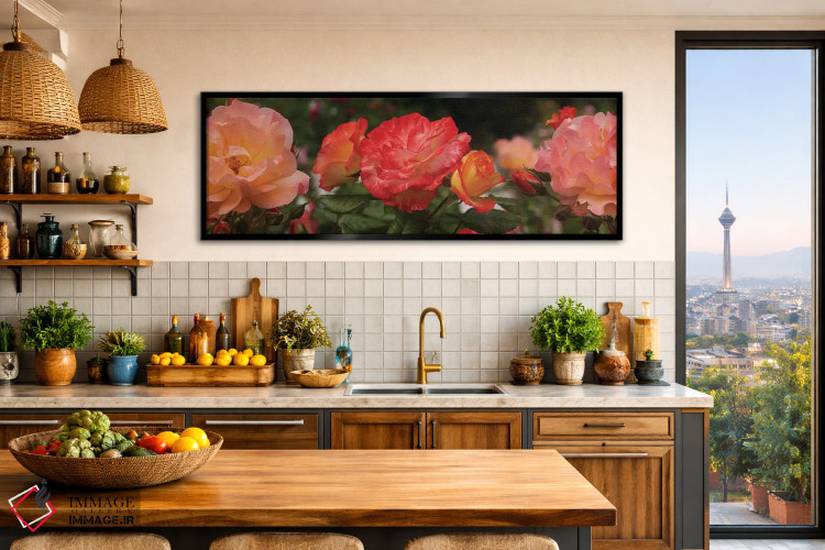 تابلو دکوراتیو "نمای نزدیک گل های بگونیا و رز" اثر پانورامیک ایمجز - D2B