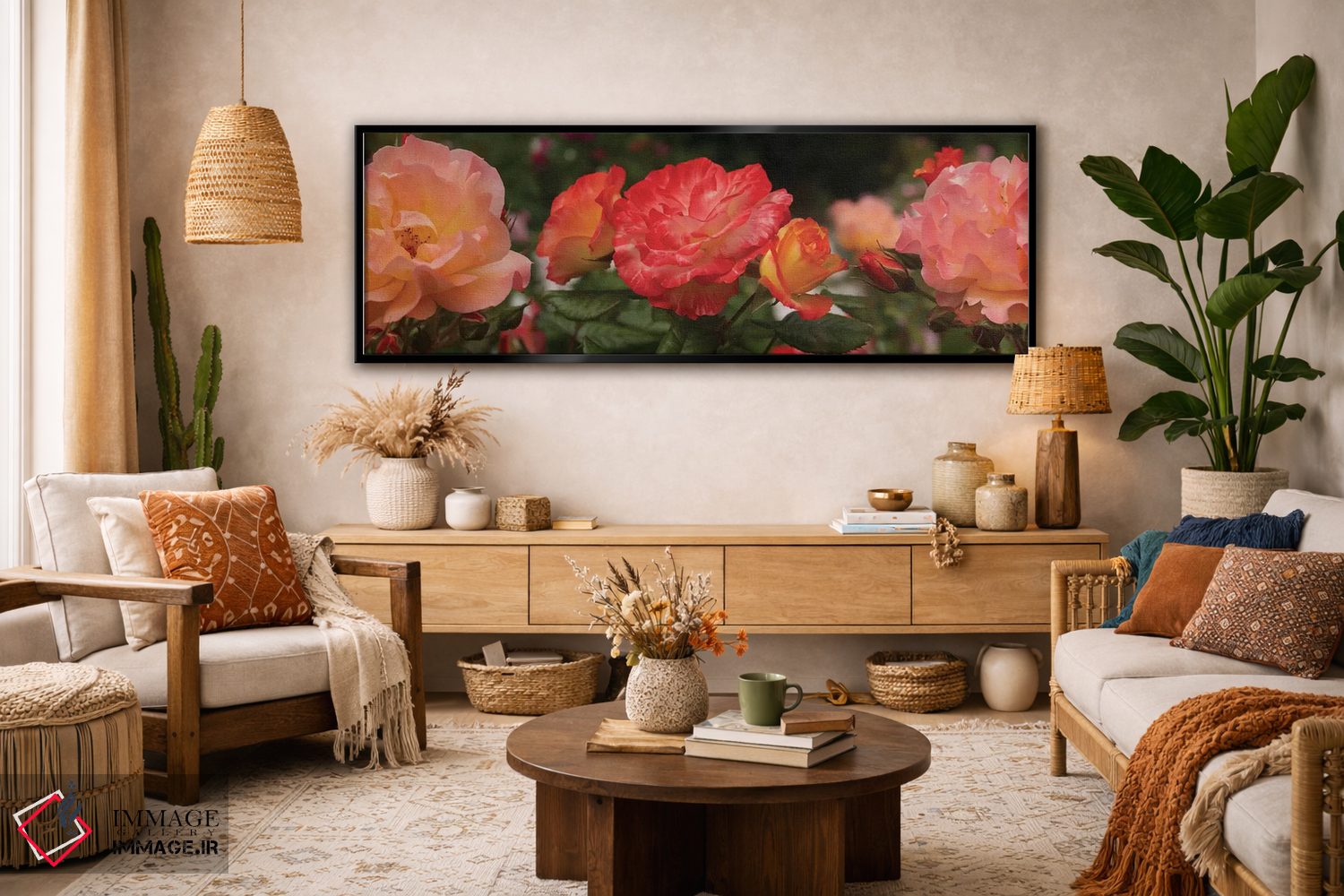 تابلو دکوراتیو "نمای نزدیک گل های بگونیا و رز" اثر پانورامیک ایمجز - D4B