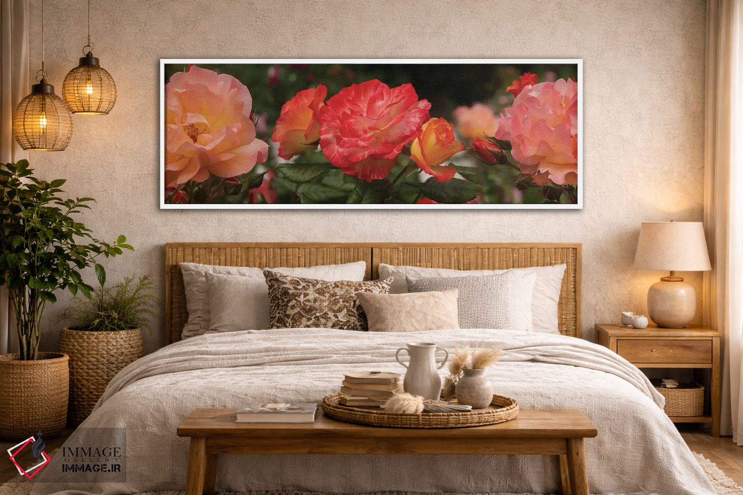 تابلو دکوراتیو "نمای نزدیک گل های بگونیا و رز" اثر پانورامیک ایمجز - D5W