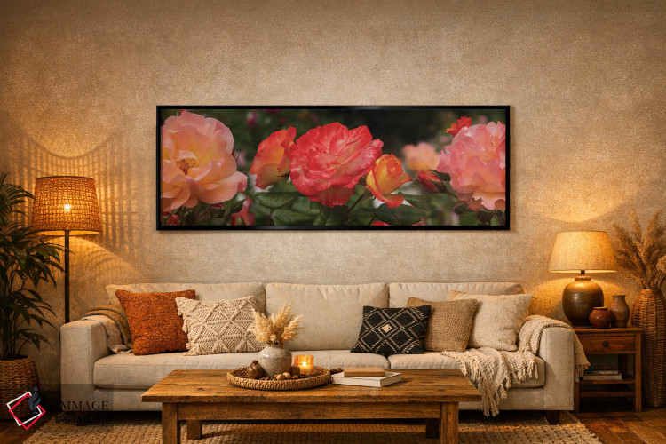تابلو دکوراتیو "نمای نزدیک گل های بگونیا و رز" اثر پانورامیک ایمجز - D6B