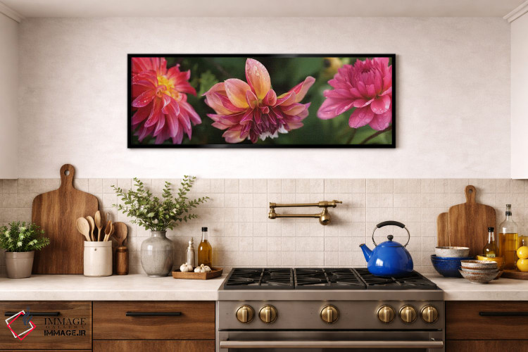 تابلو دکوراتیو "نمای نزدیک گل های داهلیا در حال شکوفایی روی گیاه I" اثر پانورامیک ایمجز - D1B