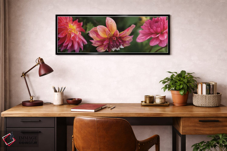تابلو دکوراتیو "نمای نزدیک گل های داهلیا در حال شکوفایی روی گیاه I" اثر پانورامیک ایمجز - D5B