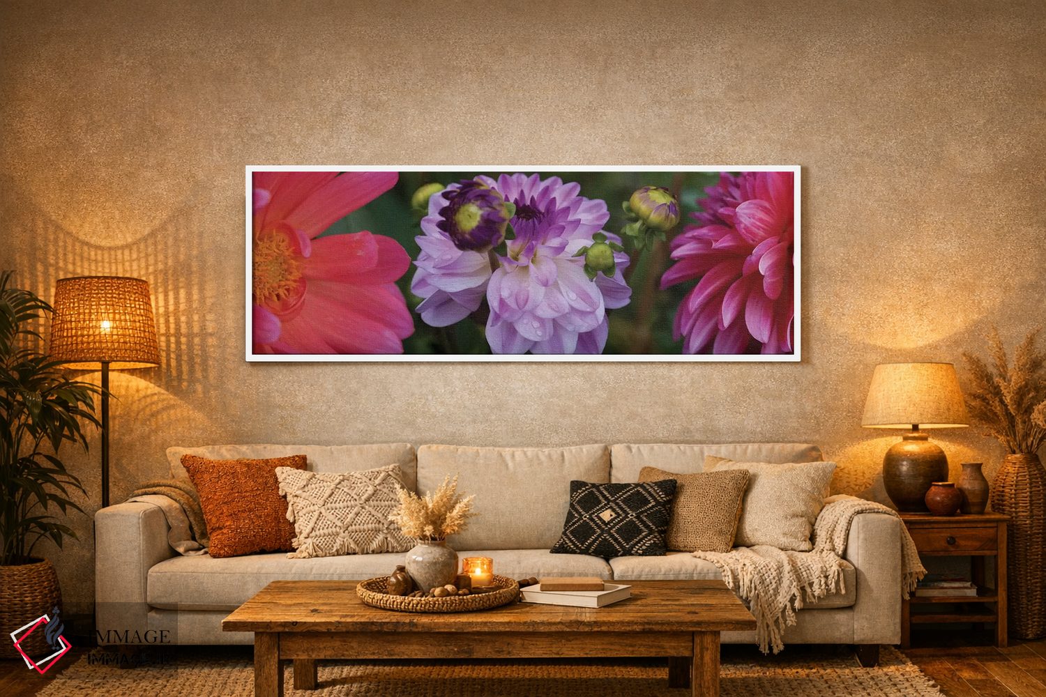 تابلو دکوراتیو "نمای نزدیک گل های داهلیا در حال شکوفایی روی گیاه III" اثر پانورامیک ایمجز - D6W