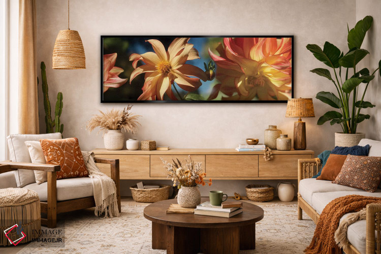 تابلو دکوراتیو "نمای نزدیک گل های داهلیا در حال شکوفایی روی گیاه IV" اثر پانورامیک ایمجز - D2B