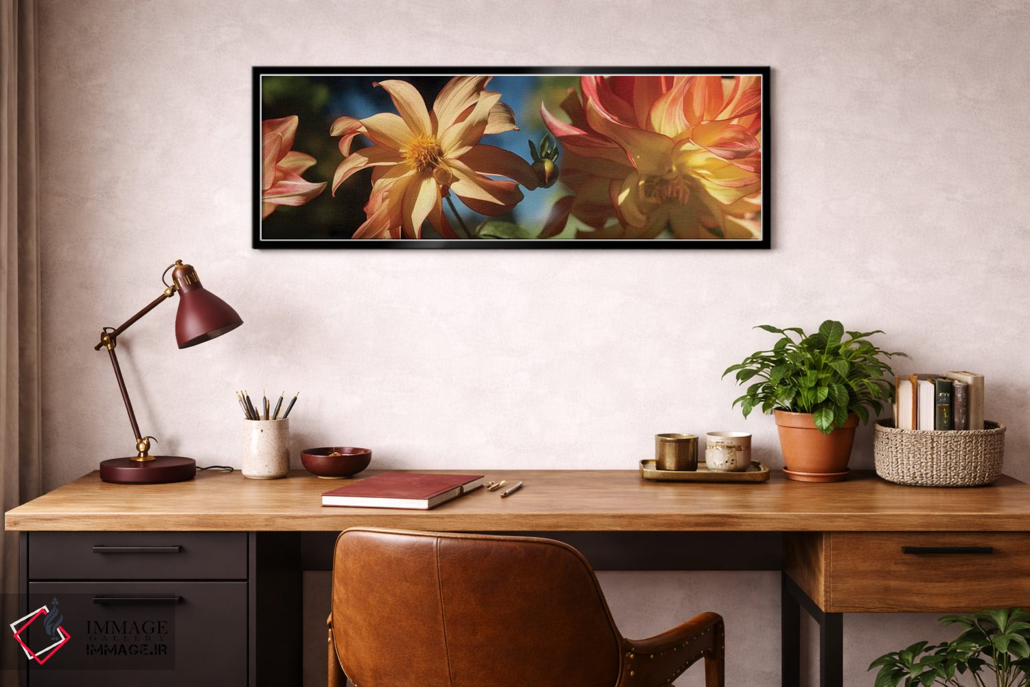 تابلو دکوراتیو "نمای نزدیک گل های داهلیا در حال شکوفایی روی گیاه IV" اثر پانورامیک ایمجز - D3B