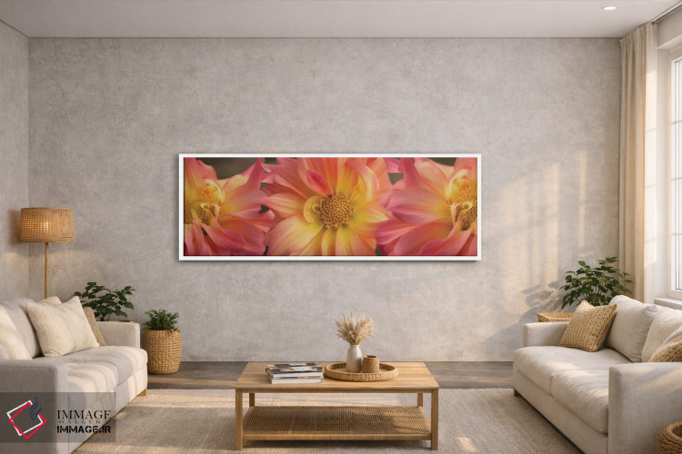 تابلو دکوراتیو "نمای نزدیک گل های داهلیا در حال شکوفایی روی گیاه VI" اثر پانورامیک ایمجز - D3W