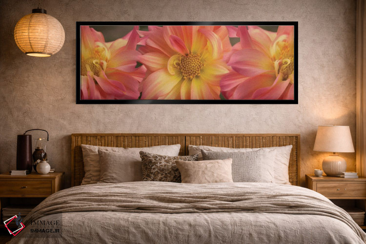 تابلو دکوراتیو "نمای نزدیک گل های داهلیا در حال شکوفایی روی گیاه VI" اثر پانورامیک ایمجز - D4B