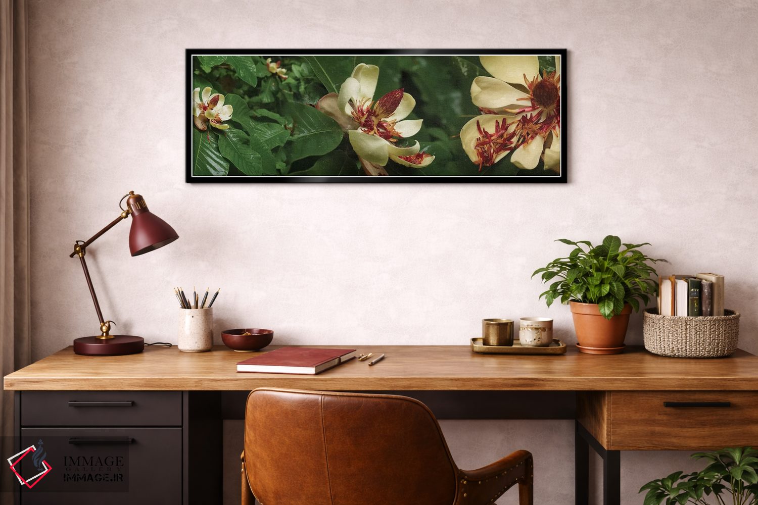 تابلو دکوراتیو گل های شکفته مگنولیا نزدیک I اثر پانورامیک ایمجز - D3B