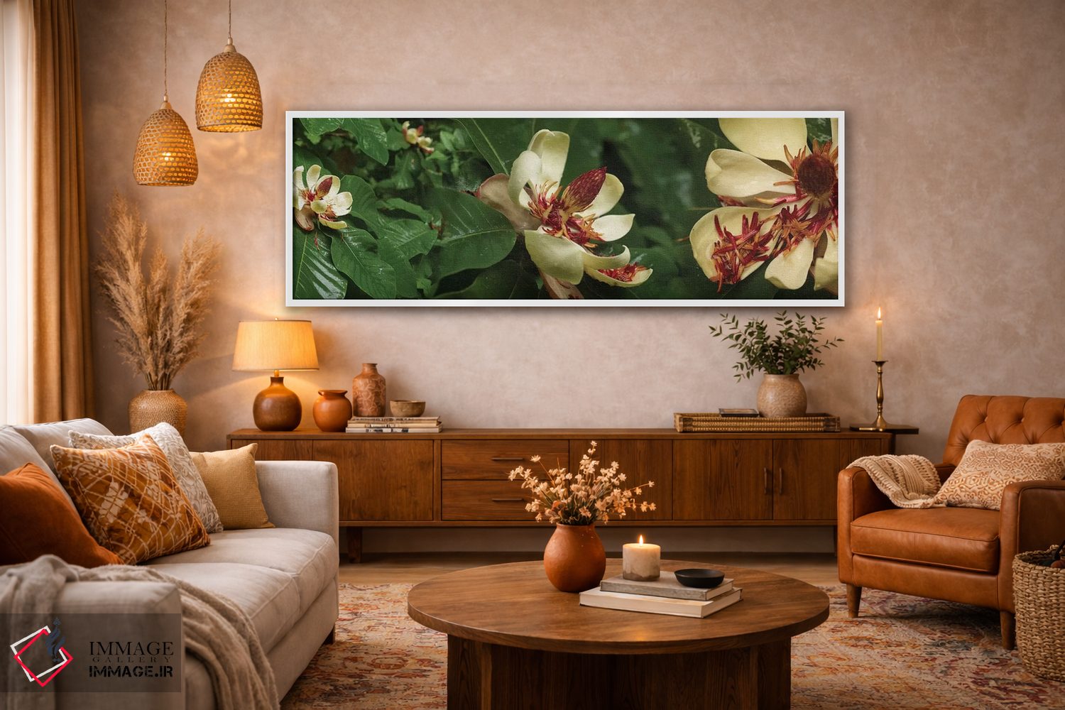 تابلو دکوراتیو گل های شکفته مگنولیا نزدیک I اثر پانورامیک ایمجز - D4W