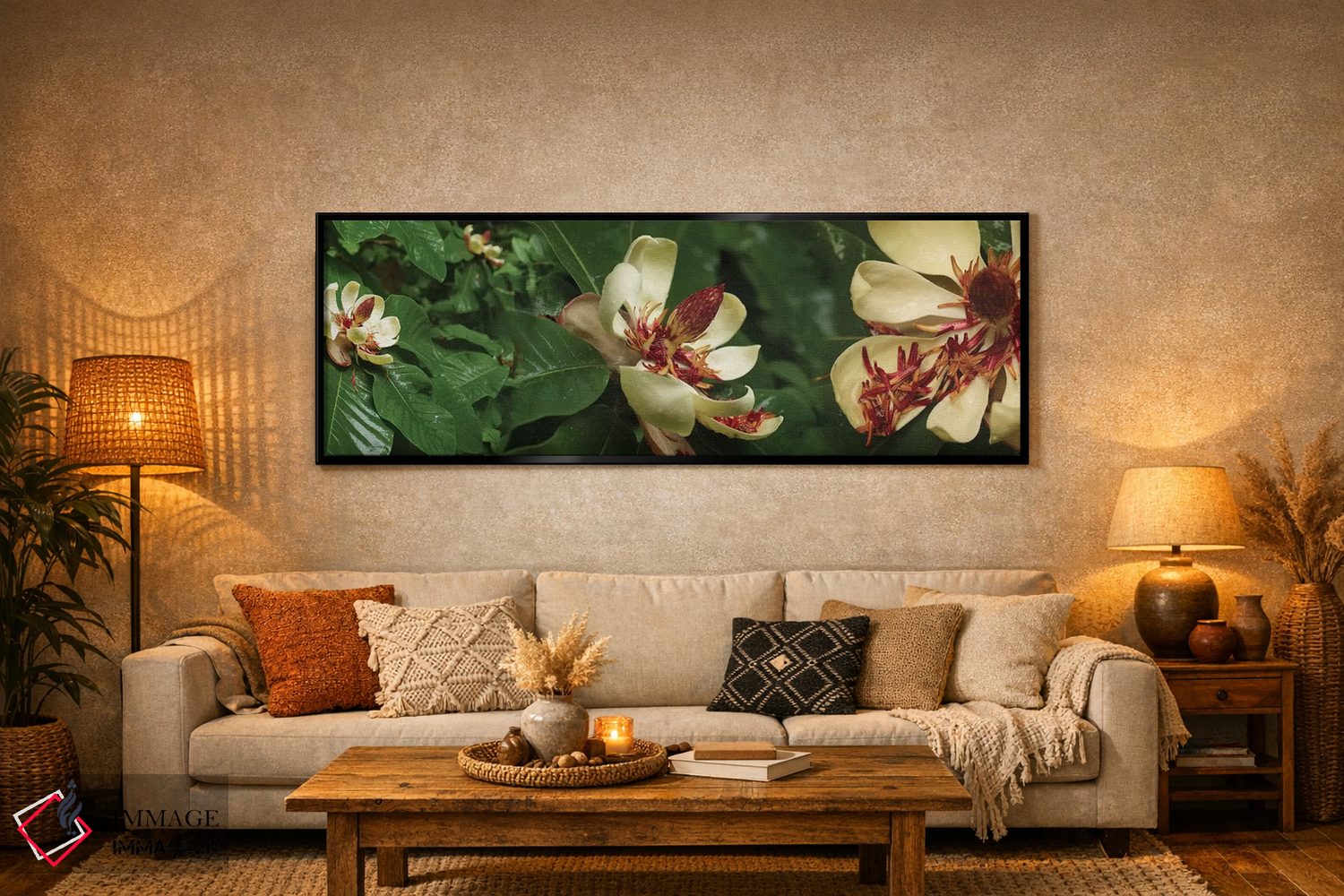 تابلو دکوراتیو گل های شکفته مگنولیا نزدیک I اثر پانورامیک ایمجز - D6B
