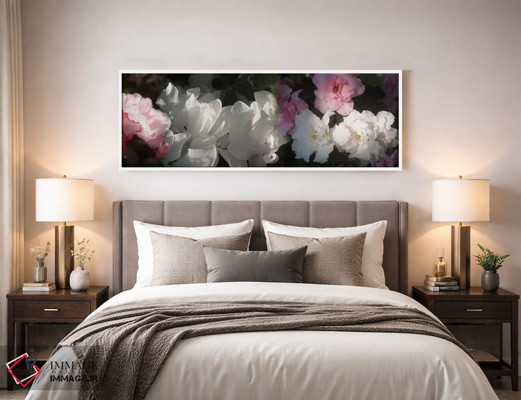 تابلو دکوراتیو گل های صورتی و سفید نزدیک اثر پانورامیک ایمجز - D3W