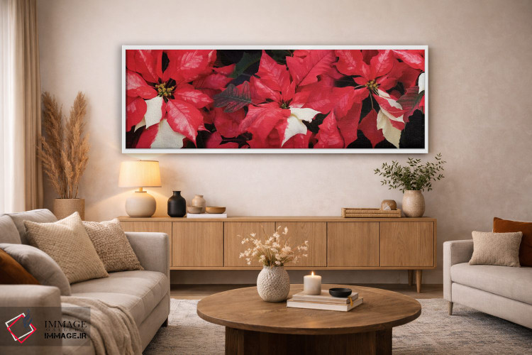 تابلو دکوراتیو گل های پوانستیا نزدیک II اثر پانورامیک ایمجز - D3W