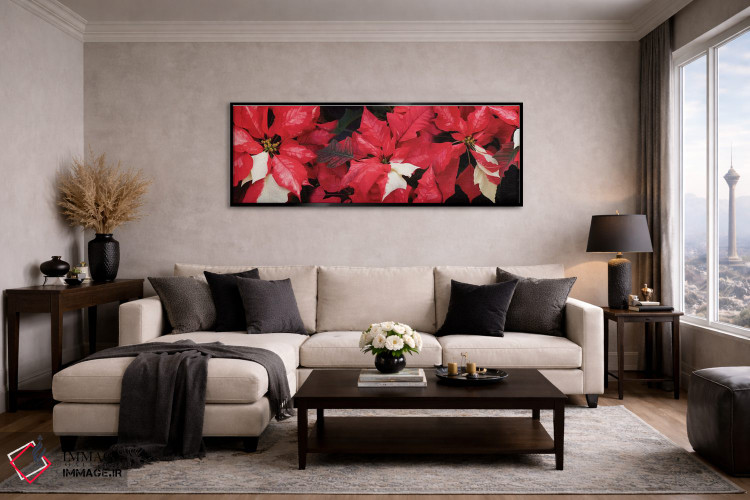 تابلو دکوراتیو گل های پوانستیا نزدیک II اثر پانورامیک ایمجز - D5B