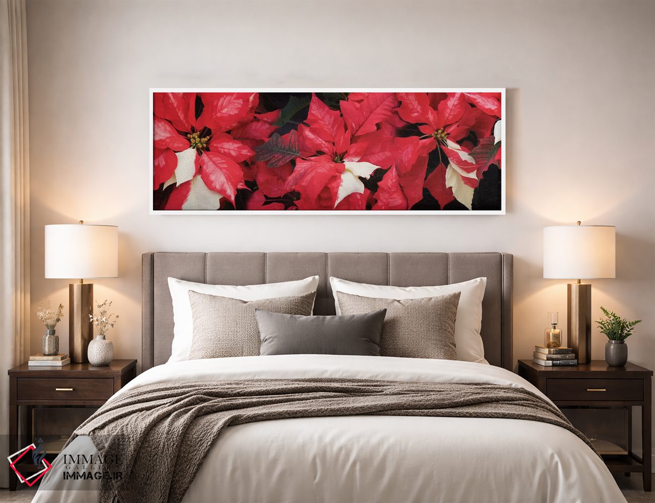 تابلو دکوراتیو گل های پوانستیا نزدیک II اثر پانورامیک ایمجز - D4W