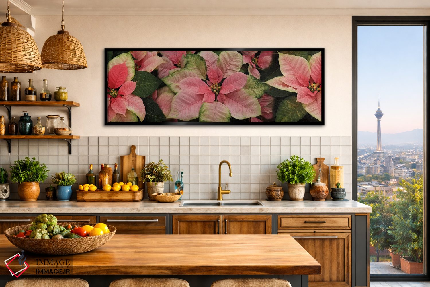 تابلو دکوراتیو گل های پوانستیا نزدیک III اثر پانورامیک ایمجز - D2B