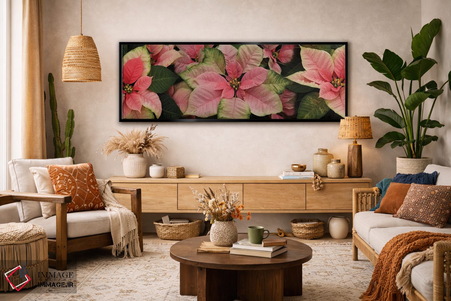 تابلو دکوراتیو گل های پوانستیا نزدیک III اثر پانورامیک ایمجز - D4B