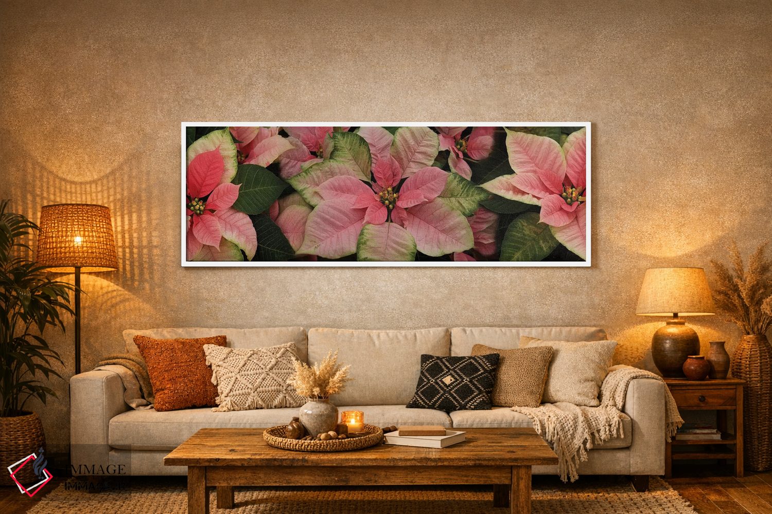 تابلو دکوراتیو گل های پوانستیا نزدیک III اثر پانورامیک ایمجز - D5W