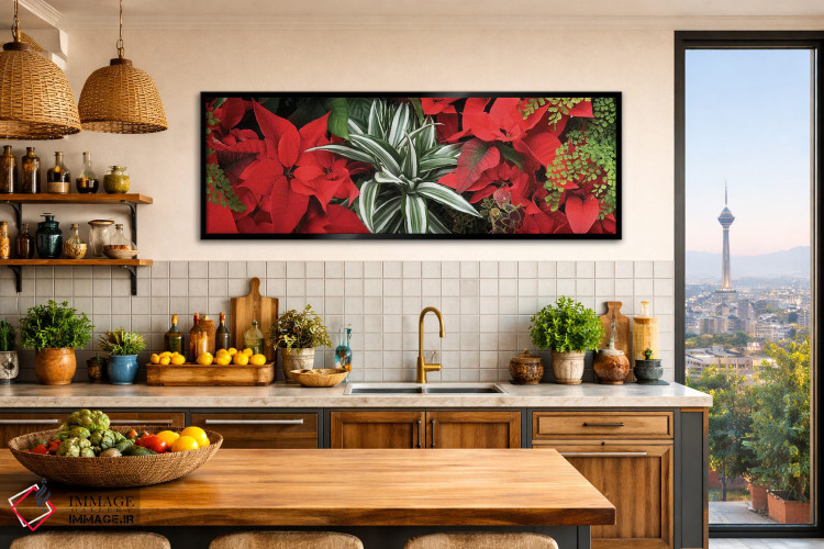 تابلو دکوراتیو گل های پوانستیا نزدیک IV اثر پانورامیک ایمجز - D2B