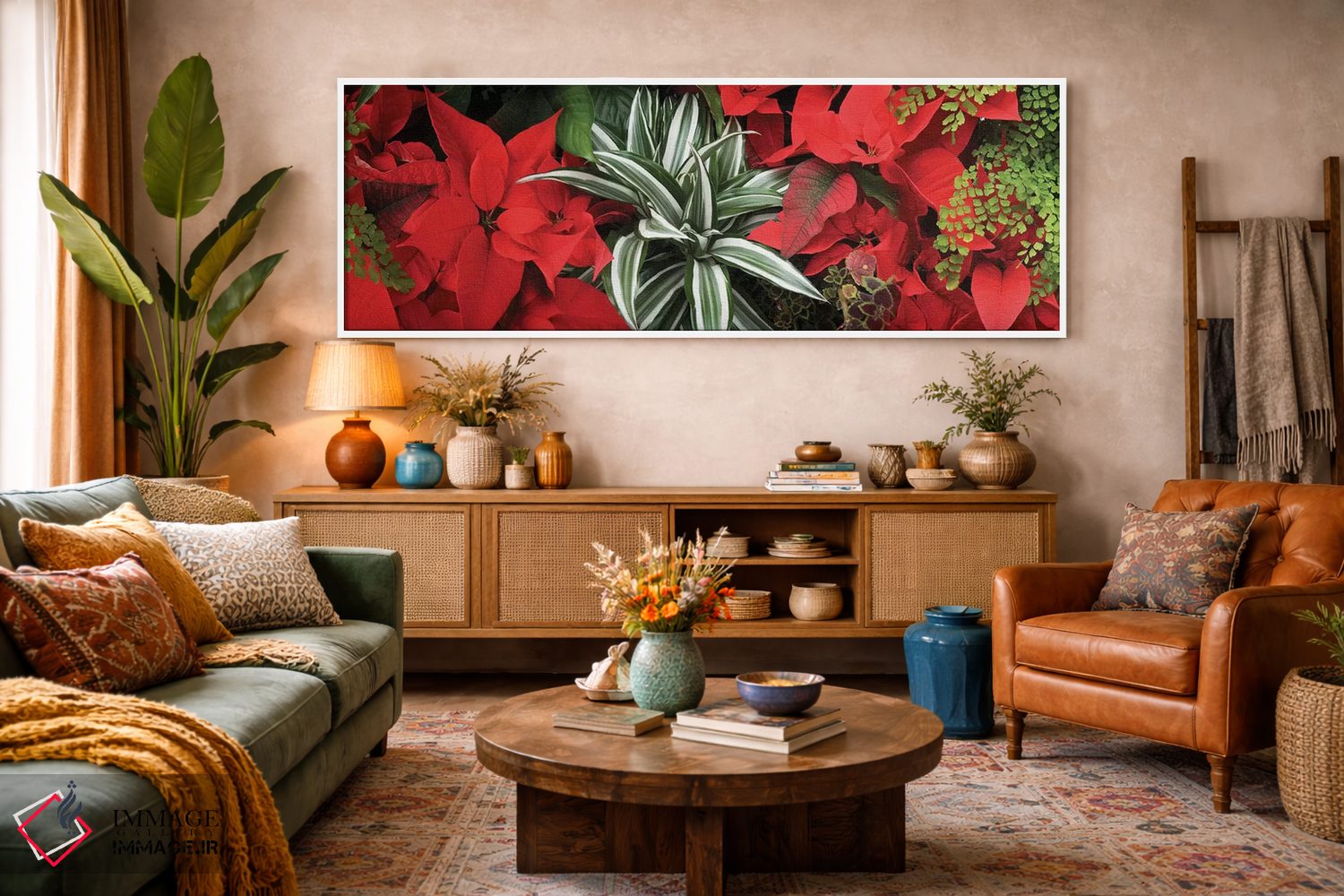 تابلو دکوراتیو گل های پوانستیا نزدیک IV اثر پانورامیک ایمجز - D3W